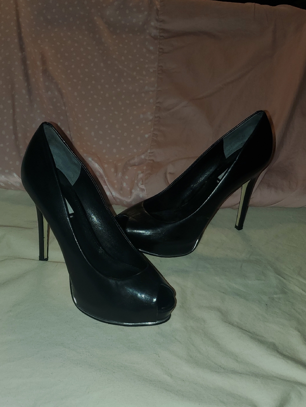 Size 7.5 Guess Black Peep-Toe Stiletto Heels